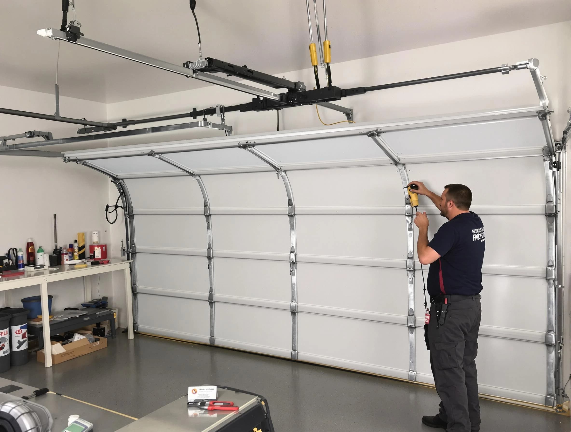 Columbine Garage Door Repair certified technician performing overhead door system repair in Columbine