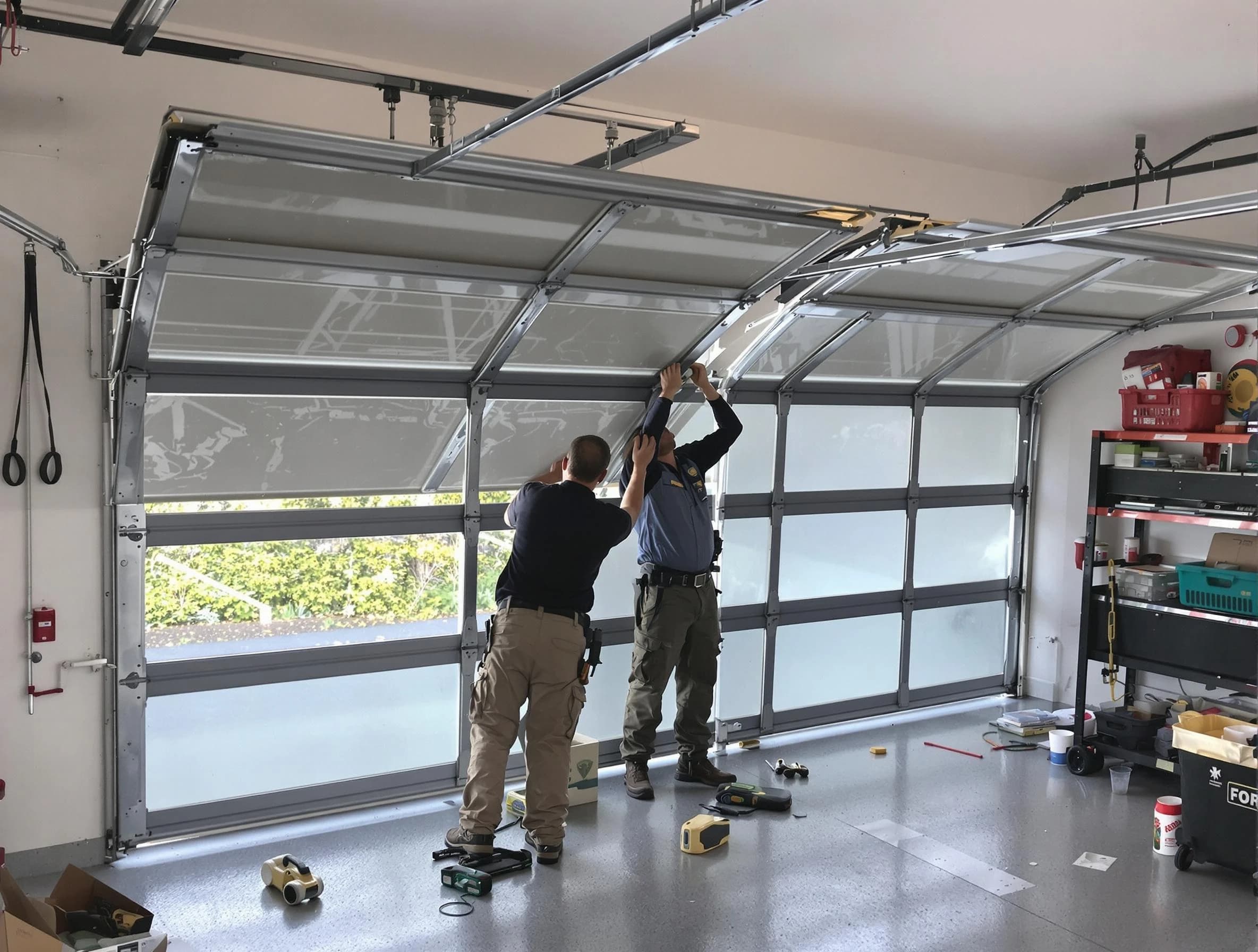Columbine Garage Door Repair expert performing precise panel replacement on Columbine garage door