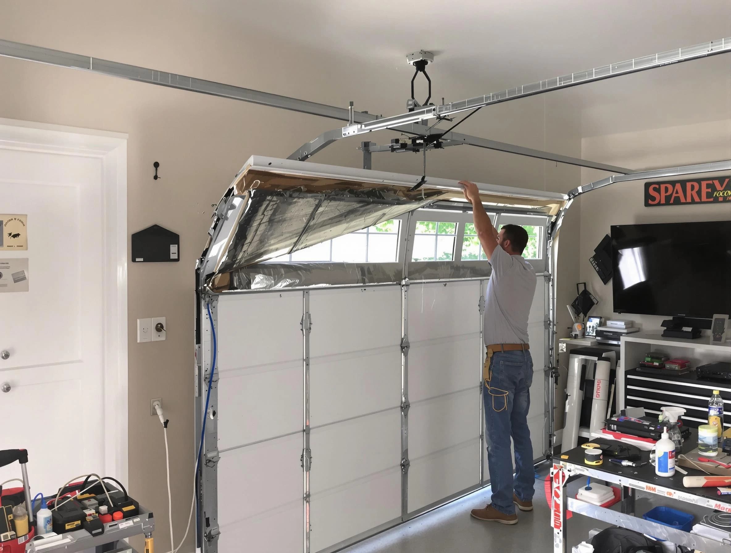 Garage door section replacement by Columbine Garage Door Repair in Columbine