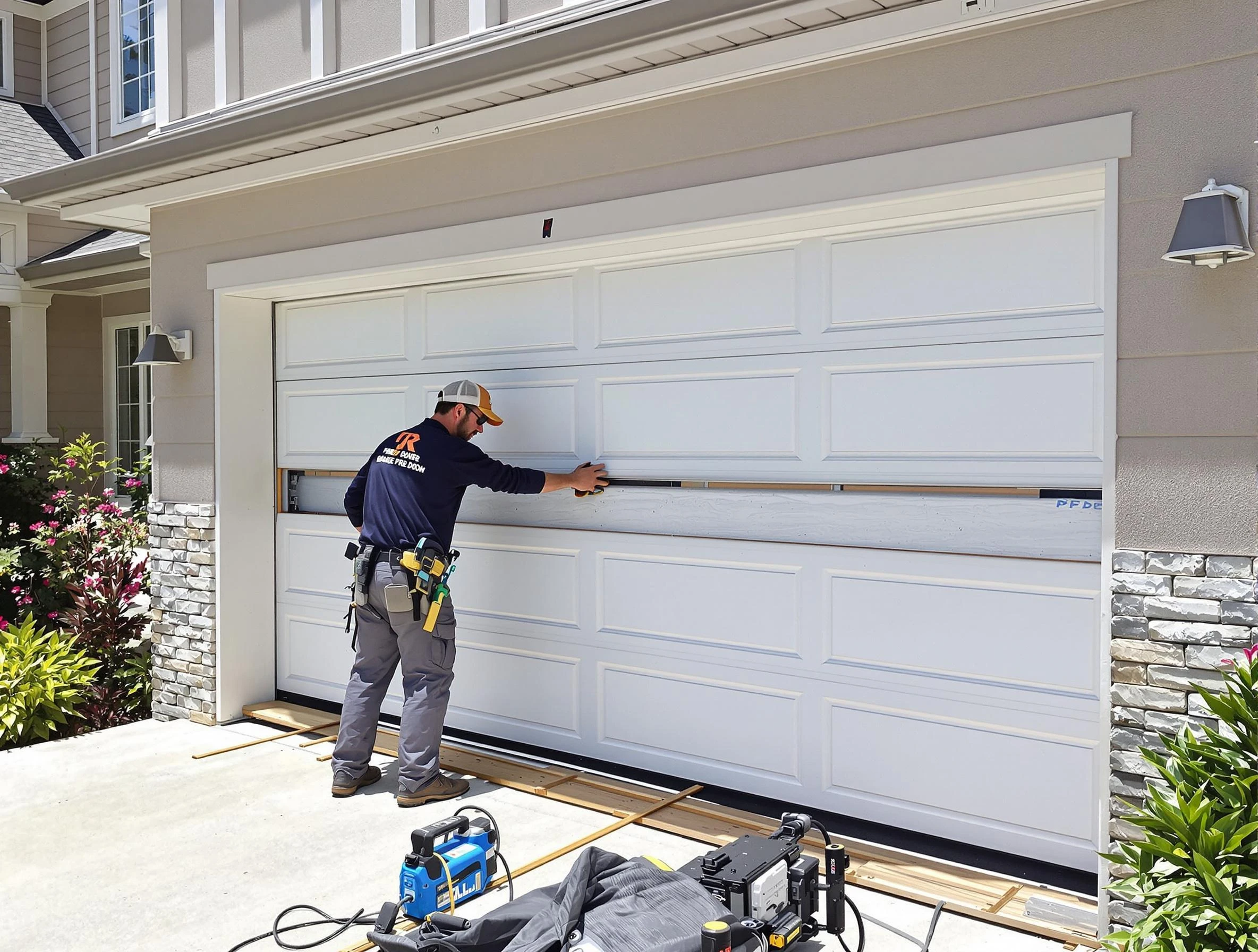 Columbine Garage Door Repair team performing complete garage door replacement at Columbine residence