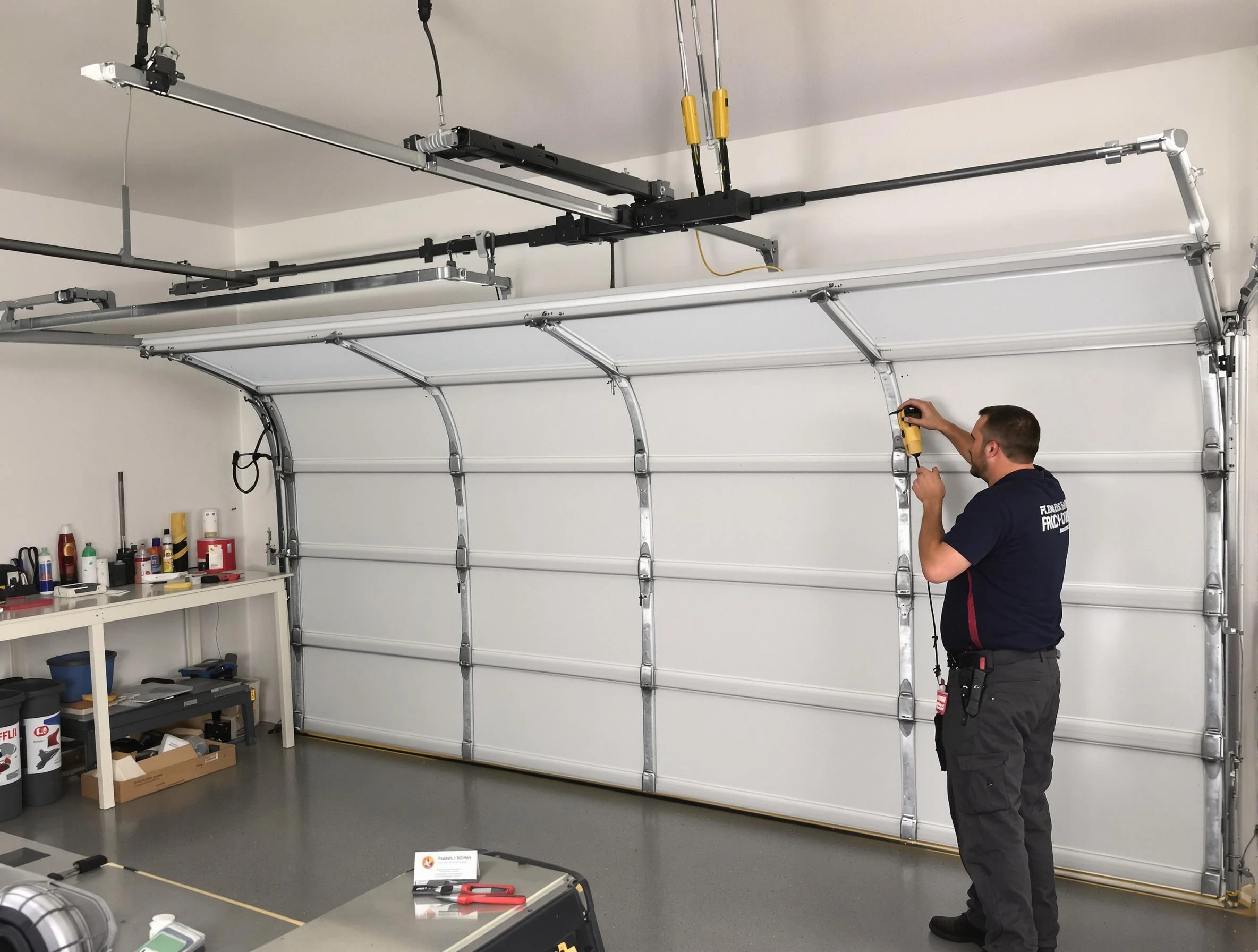 Columbine Garage Door Repair certified technician performing overhead door system repair in Columbine