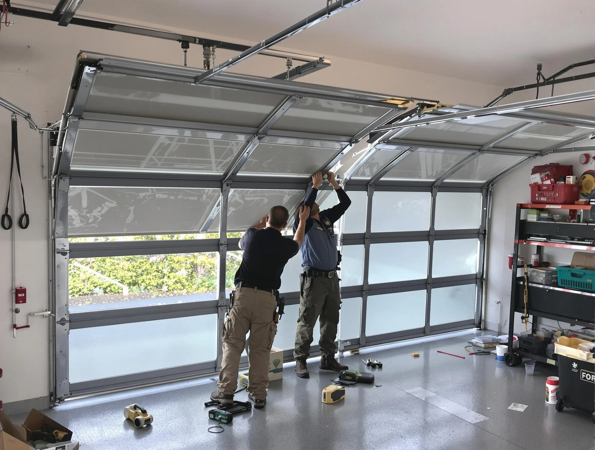Columbine Garage Door Repair expert performing precise panel replacement on Columbine garage door